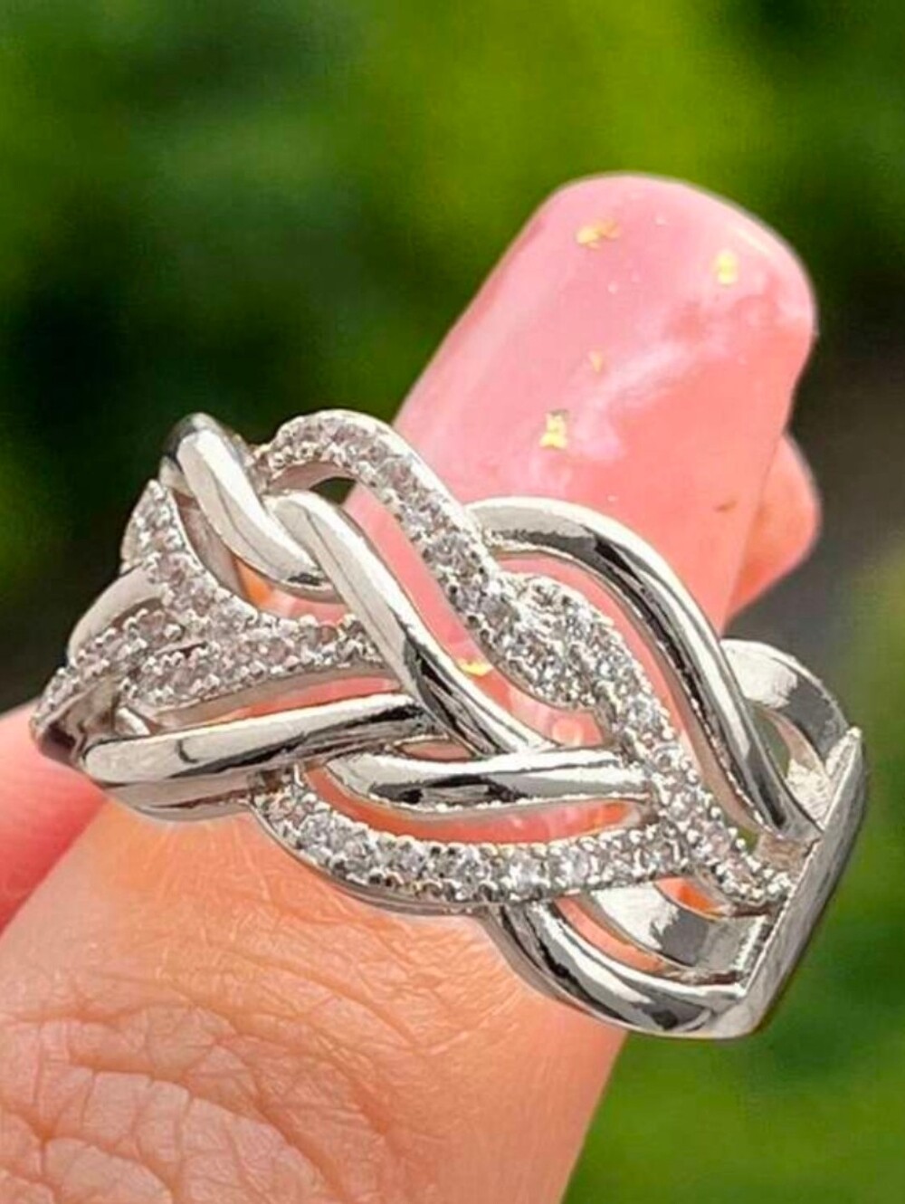 $8 Each Or Bundle 5/$20 Sterling Silver Twisted Infinity Band with Pavé Accents